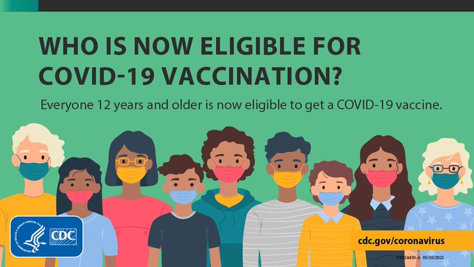 Who is now eligible for the COVID-19 vaccine graphic from CDC