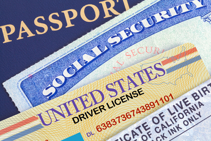 USA Passport with Social Security Card, Drivers License and Birth Certificate